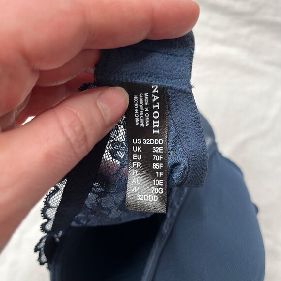 Natori Cherry Blossom Convertible Bra Night Blue Lace Underwire 32DDD - Picture 4 of 8